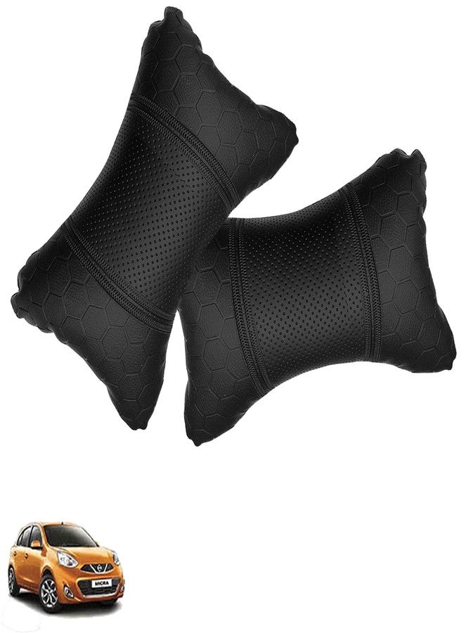 NikrokZ Car Pillow Faux Leather Material Football Design(2 Pieces) in Black for Micra_PR858 - Image 1